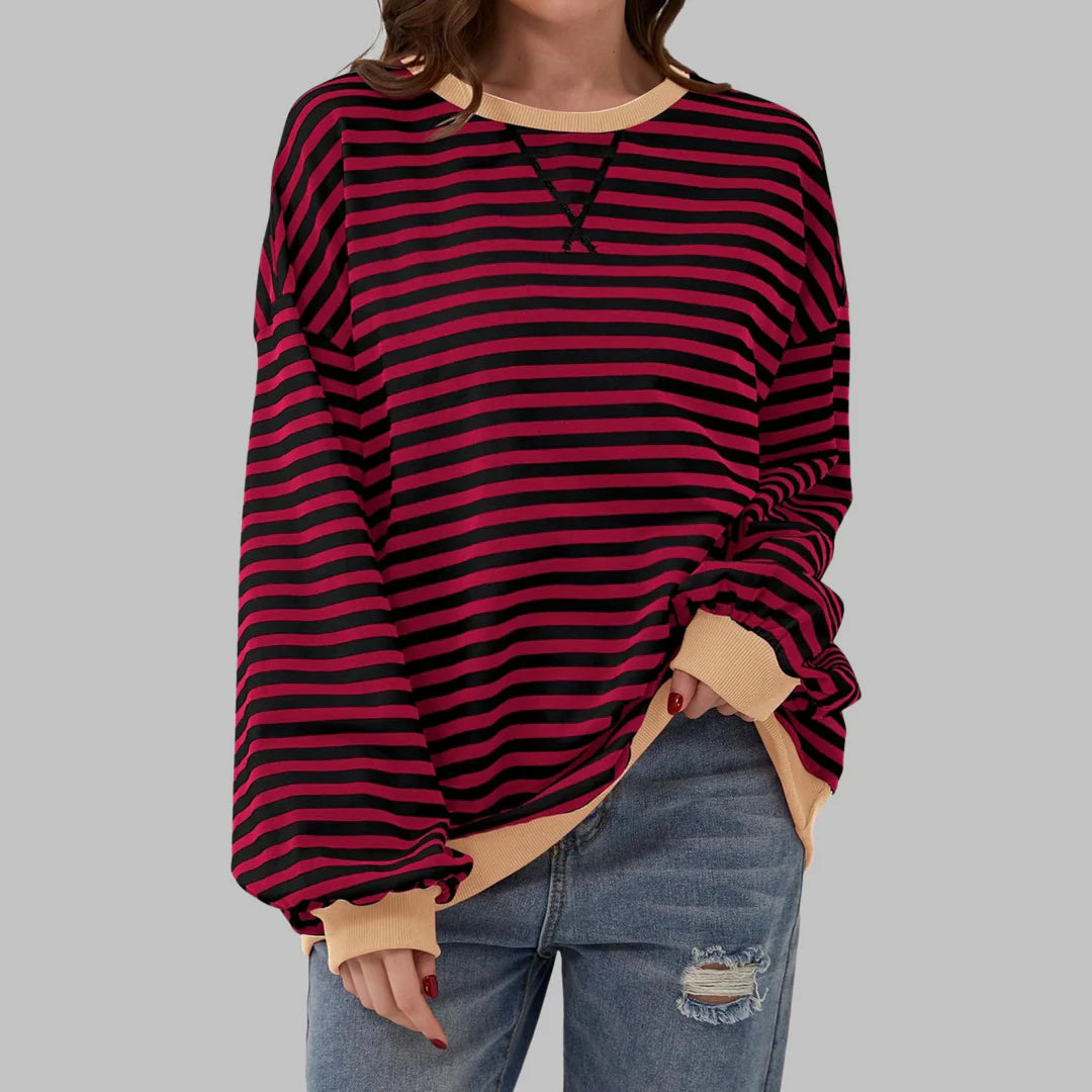 BLLUMI | Sweat-shirt rayé à manches longues et col rond
