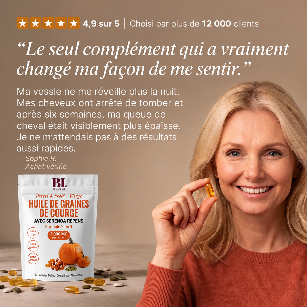 Capsules molles d’huile de graines de courge