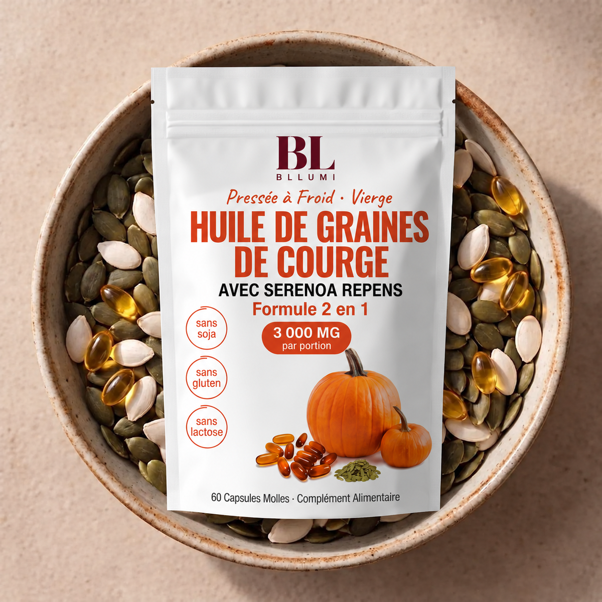 Capsules molles d’huile de graines de courge