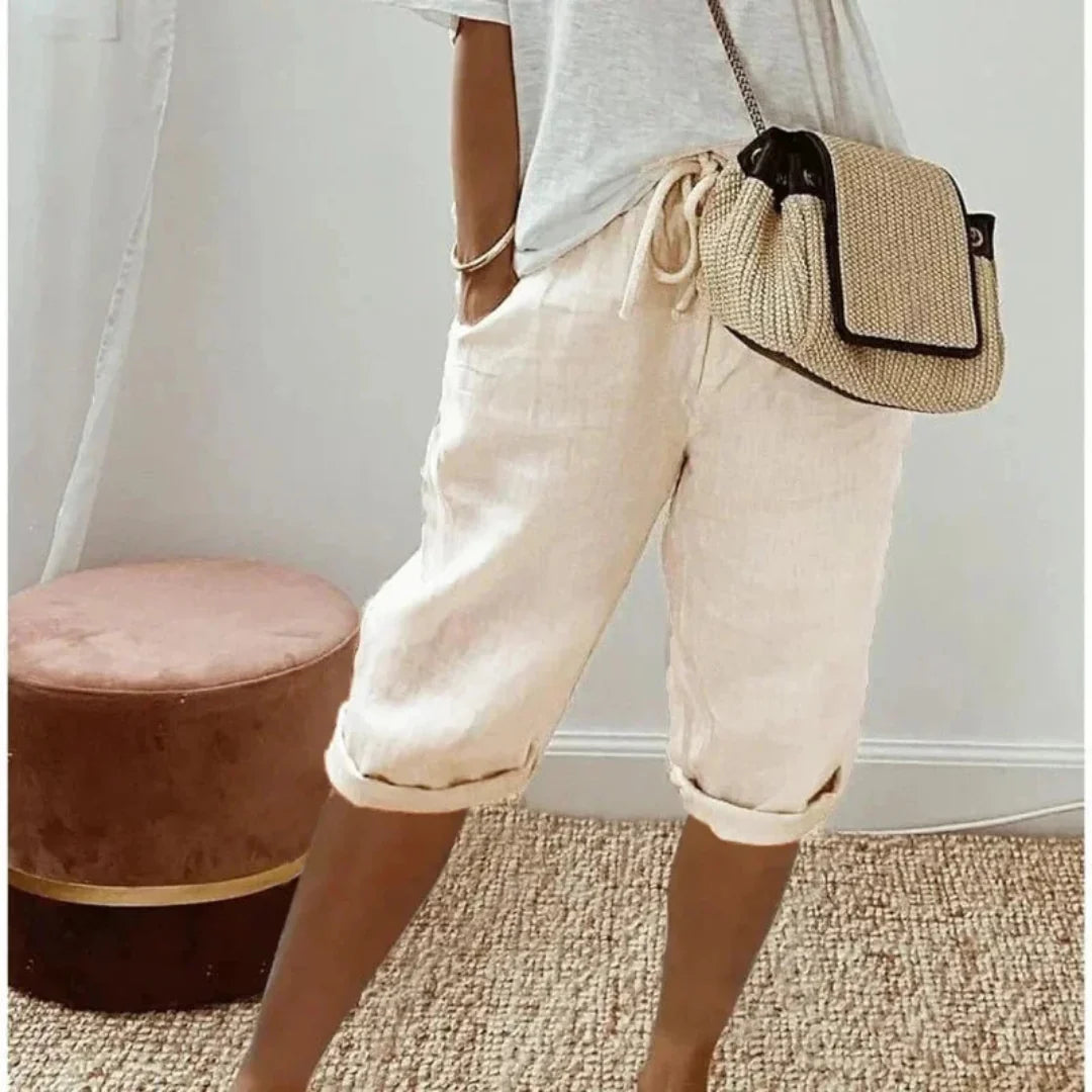 Finley - Pantalon en lin à taille à cordon