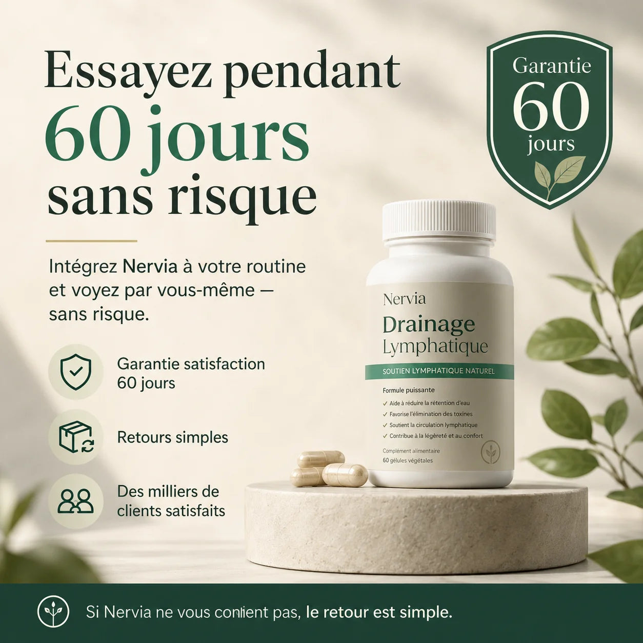 Nervia™ — Gélules de Drainage Lymphatique · Transformation totale en 60 jours !