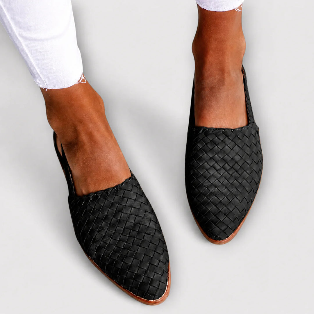 Simone | Mocassins Tressés à Bride Arrière