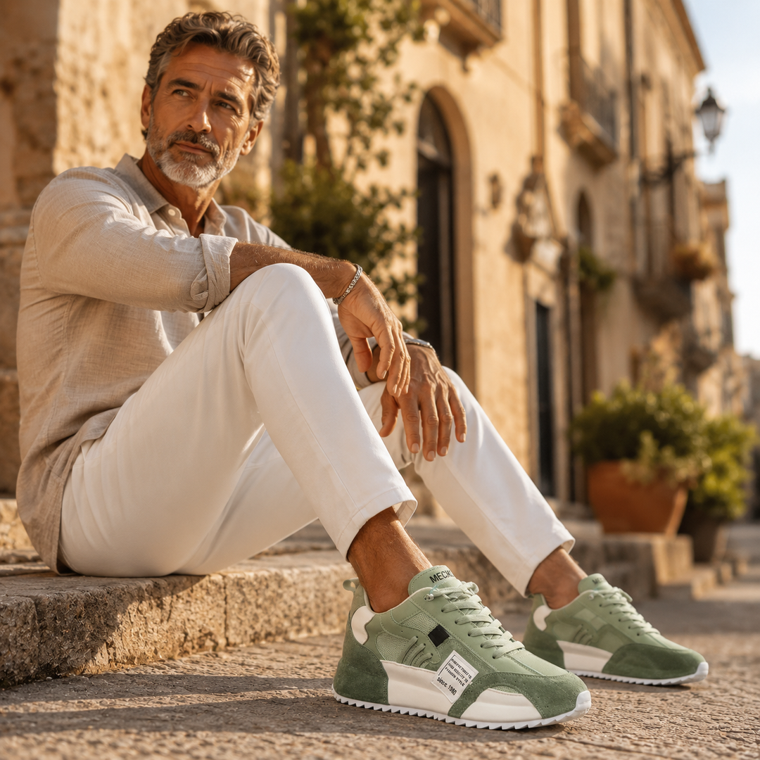 Giuliano | Baskets patchwork multicolores en daim et cuir