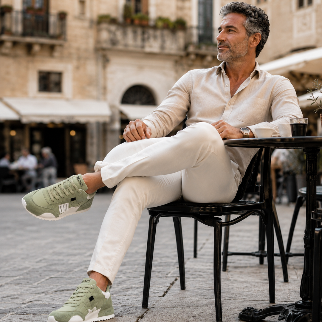 Giuliano | Baskets patchwork multicolores en daim et cuir