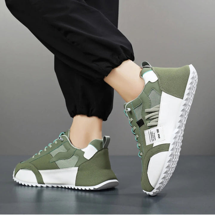 Giuliano | Baskets patchwork multicolores en daim et cuir