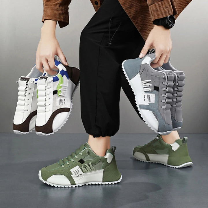 Giuliano | Baskets patchwork multicolores en daim et cuir