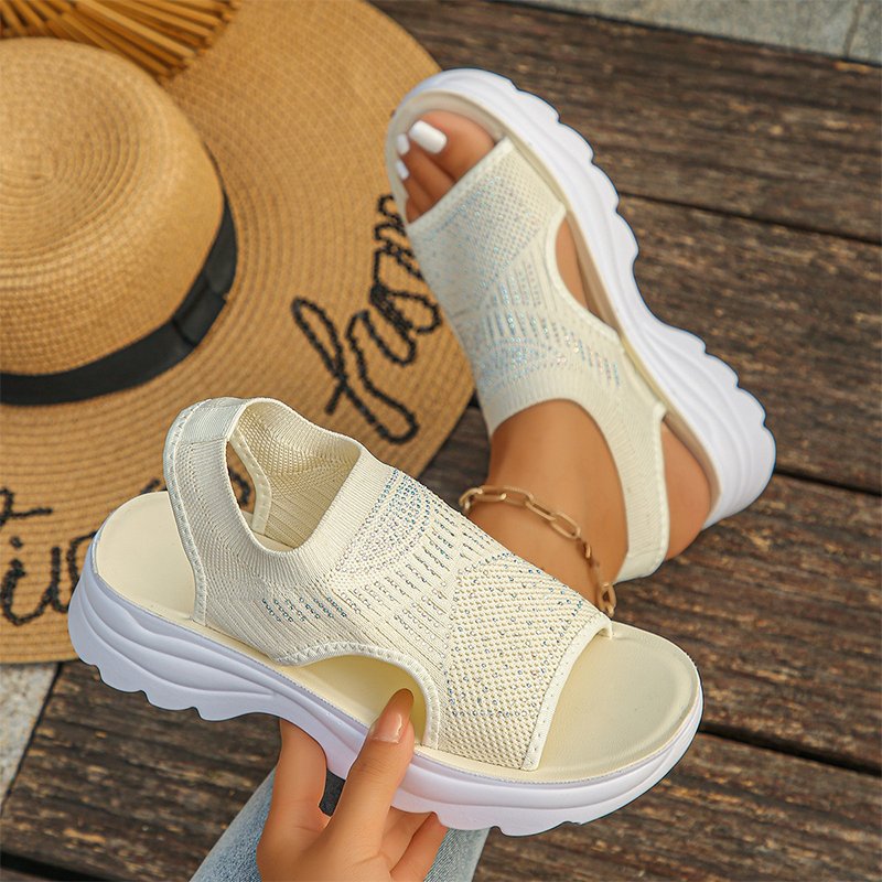 Grace | Sandali con plateau in maglia traspirante con cinturino al tallone