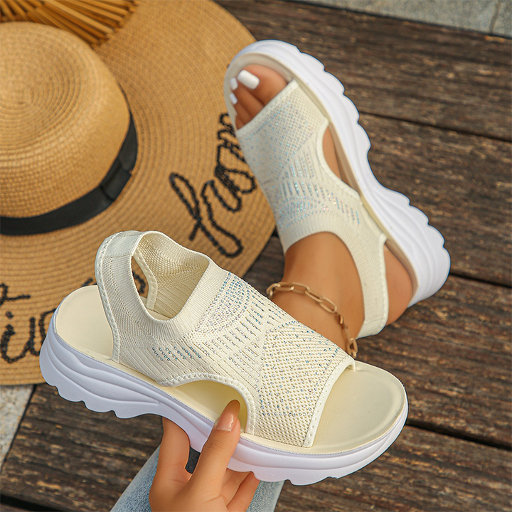 Grace | Sandali con plateau in maglia traspirante con cinturino al tallone