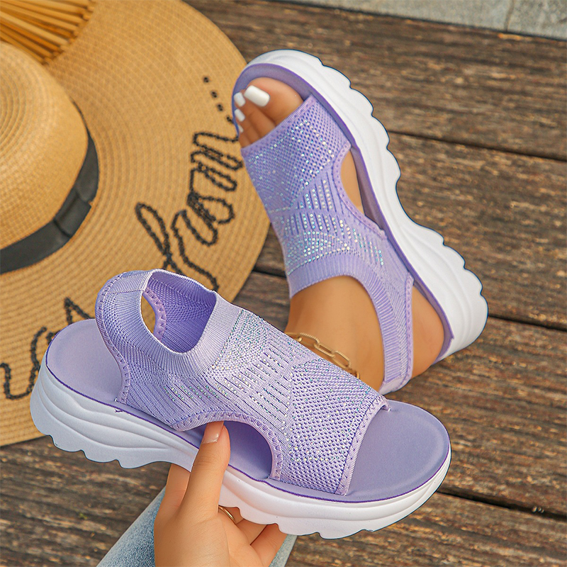 Grace | Sandali con plateau in maglia traspirante con cinturino al tallone