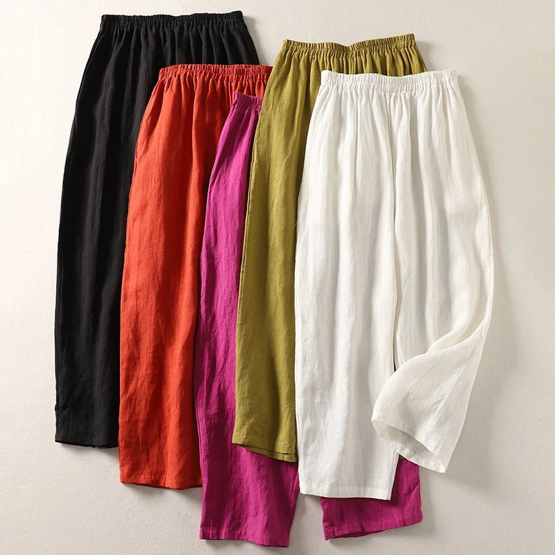 Amalia | Pantaloni fluidi in cotone e lino