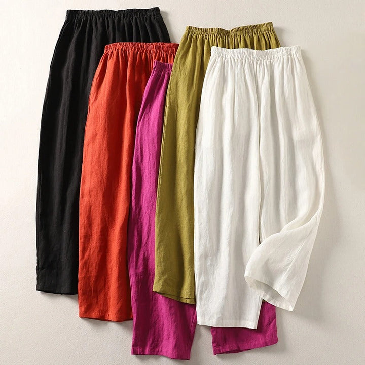 Amalia | Pantaloni fluidi in cotone e lino
