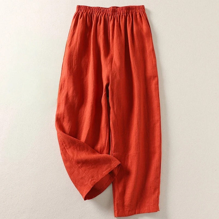 Amalia | Pantaloni fluidi in cotone e lino