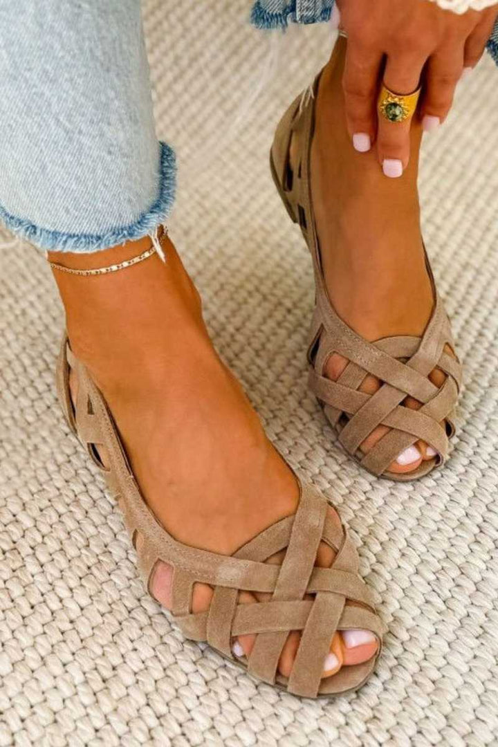 HINA | Sandali bassi con punta aperta e design intrecciato