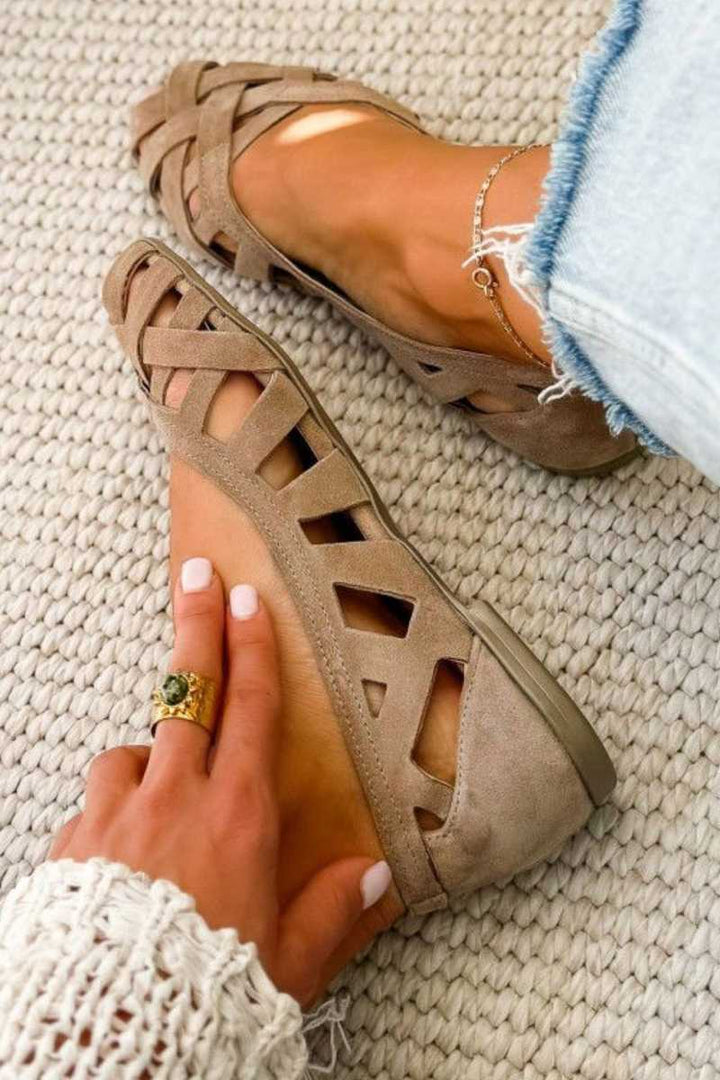 HINA | Sandali bassi con punta aperta e design intrecciato