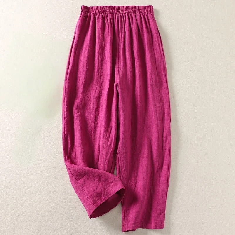 Amalia | Pantaloni fluidi in cotone e lino