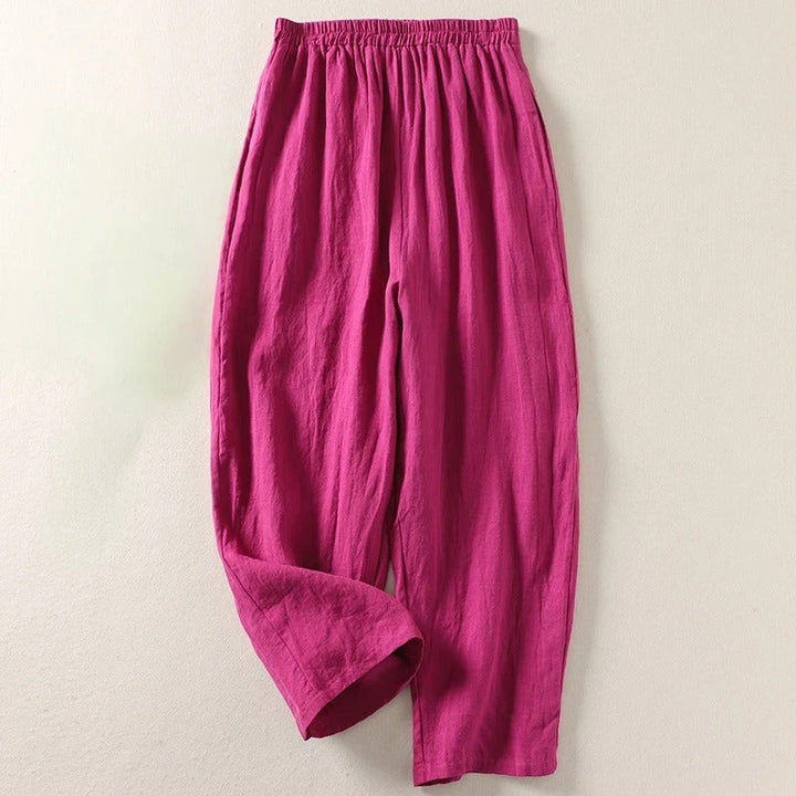 Amalia | Pantaloni fluidi in cotone e lino