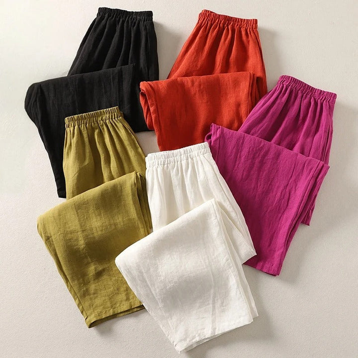 Amalia | Pantaloni fluidi in cotone e lino